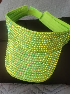 Sequin Lime Green Visor Hat